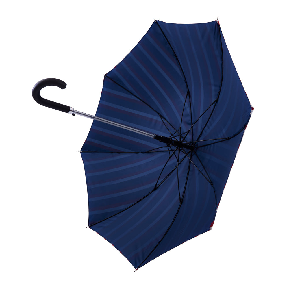 Our Bradley umbrella comes with black leather handel. A stylish and premium umbrella with pattern in blue, white and red. Double layer canopy extends the life of the umbrella and fiberglass ribs and frames makes the umbrella wind and gust-resistant. A brilliant umbrella to protect your style! | Harry Rain